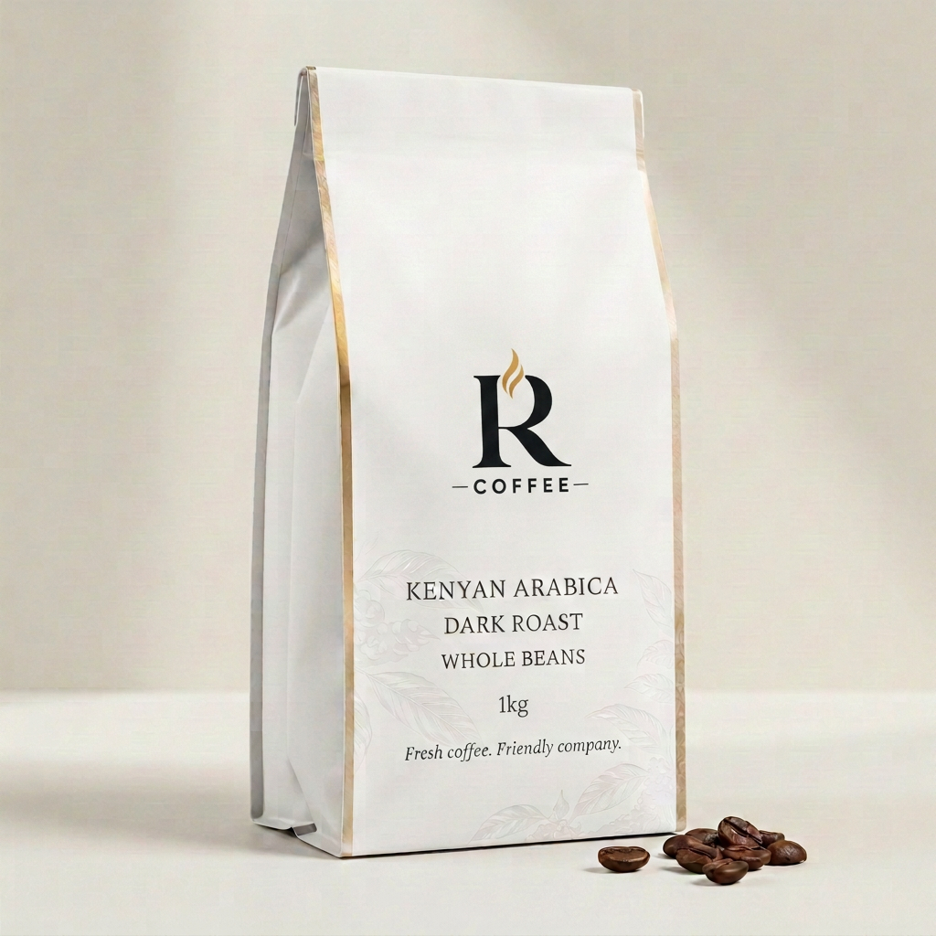 R Coffee Dark roast branded packaging concept